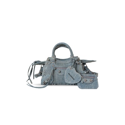 BALENCIAGA SMALL NEO CAGOLE CITY IN DENIM BLUE 700940210BJ4809 (25.9*17.8*11.4cm)